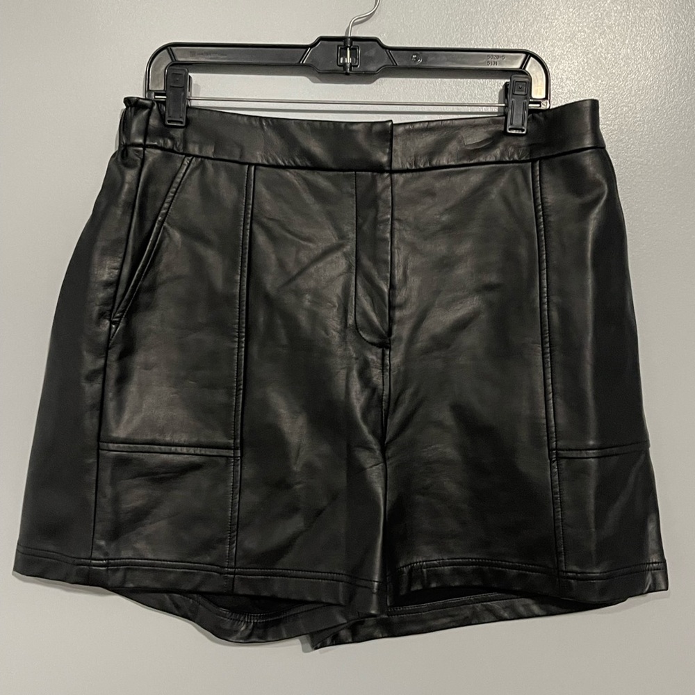 Women's Black Leather Shorts